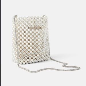 Zara pearl mini crossbody bucket bag